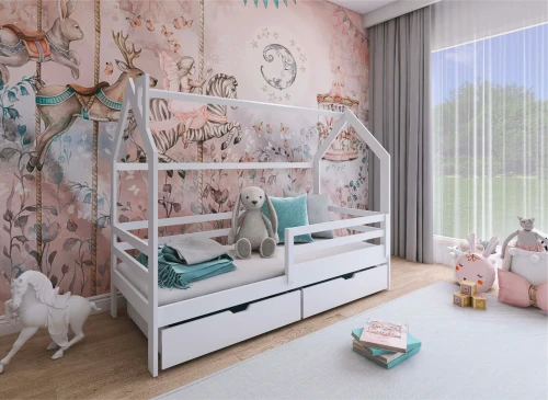 LILA 80x160 white children's house bed Lano Furniture