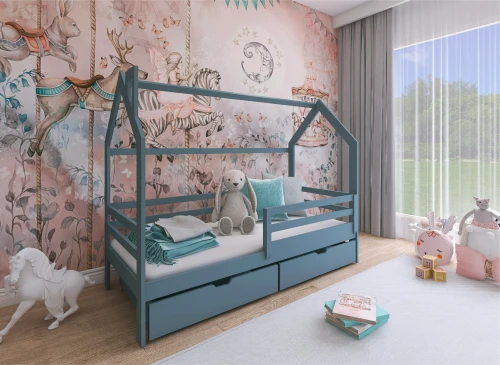 LILA 80x160 grey children's house bed Lano Furniture