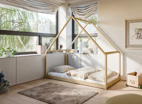 MORIS 90x200 unfinished wood children's house bed Lano Furniture