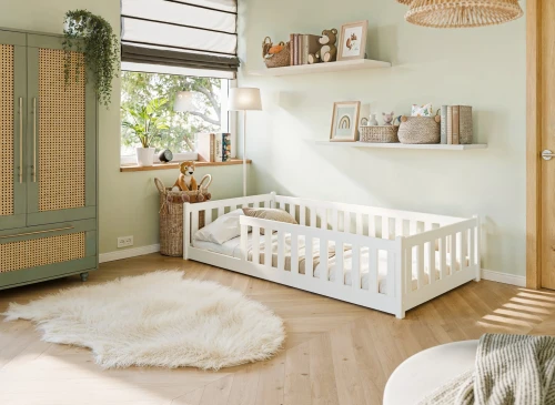 BELLA 80x160 white Montessori floor bed for children Lano Furniture