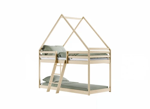 SWEET 80x180 unvarnished wood house bunk bed Lano Furniture