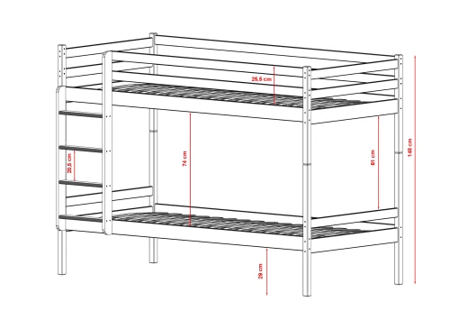 NICO 80x180 pine bunk bed Lano Furniture