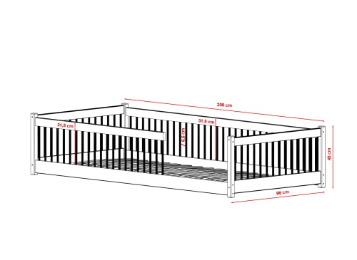 PEDRO 80x180 pine wood Montessori floor bed for children Lano Furniture