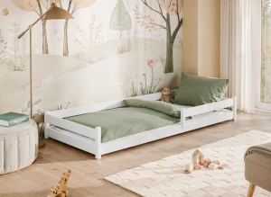 ALIS 80x160 white Montessori floor bed for children Lano Furniture