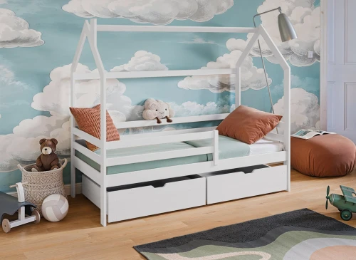 LILA 80x180 white children's house bed Lano Furniture