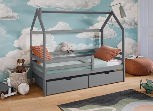 LILA 80x160 grey children's house bed Lano Furniture