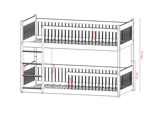 BOSTON 80x180 graphite bunk bed Lano Furniture