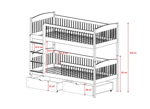 LUNA 80x180 grey bunk bed Lano Furniture