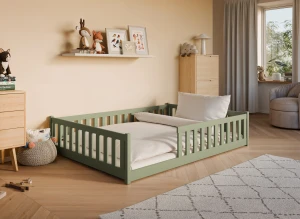 MATI 140x200 olive green Montessori floor bed for children Lano Furniture