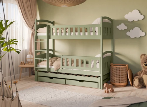 BLANKA 80x190 olive green bunk bed Lano Furniture