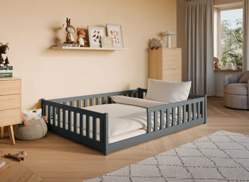 MATI 140x200 graphite Montessori floor bed for children Lano Furniture