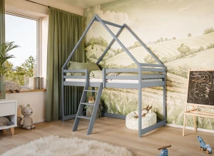 MOON 80x180 grey children's house loft bed Lano Furniture