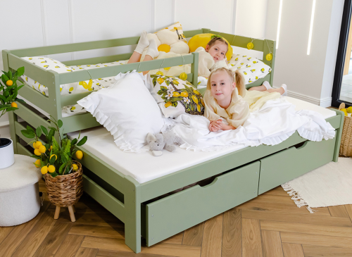 SENSO 90x200 olive green double trundle bed Lano Furniture