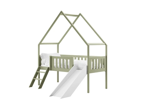 ANGEL 80x180 olive green children's house bed with slide Lano Furniture