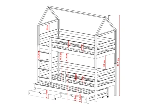DALIA 90x200 olive green house bunk bed Lano Furniture