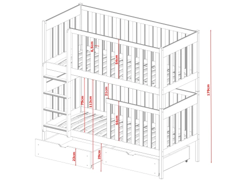 DAWID 80x200 cashmere bunk bed Lano Furniture