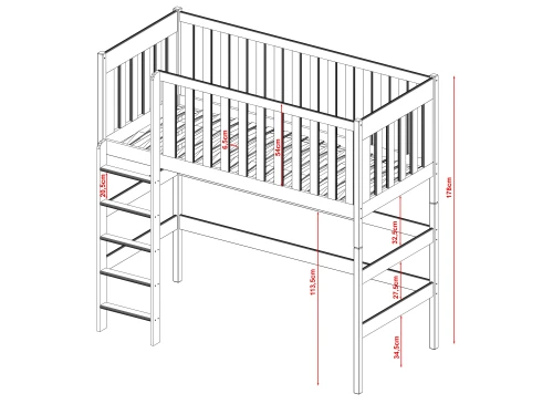 LAURA 80x200 olive green loft bed Lano Furniture