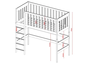 LAURA 90x190 olive green loft bed bed Lano Furniture