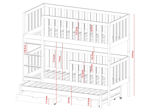 LEA 80x190 olive green bunk bed Lano Furniture