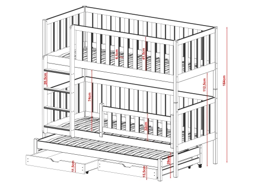 LEA 90x200 olive green bunk bed Lano Furniture