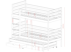 LUK 90x190 olive green bunk bed Lano Furniture