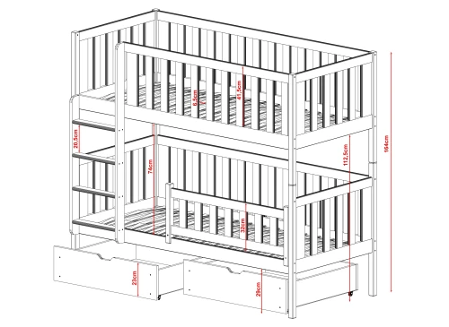 MICHALINA 90x200 olive green bunk bed Lano Furniture