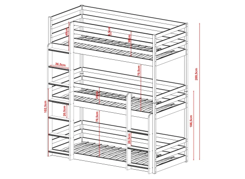 TED 80x180 olive green bunk bed Lano Furniture
