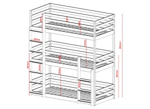 TED 90x200 olive green bunk bed Lano Furniture