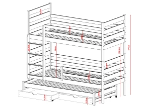 TOMI 80x170 olive green bunk bed Lano Furniture