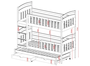 VIKI 90x200 olive green bunk bed Lano Furniture