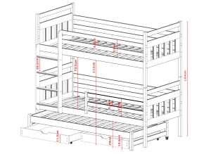 SEWERYN 80x160 olive green bunk bed Lano Furniture
