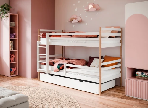 GUSTO 80x180 white+beech bunk bed Lano Furniture