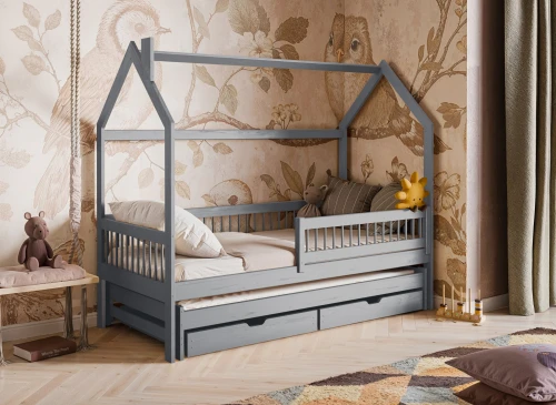 PAPI 80x190 grey children's house bed Lano Furniture