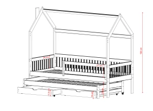 PAPI 80x190 cashmere children's house bed Lano Furniture