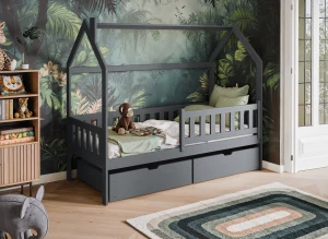 NATAN 80x200 graphite children's house bed Lano Furniture
