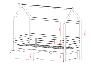 LILA 80x200 cashmere children's house bed Lano Furniture