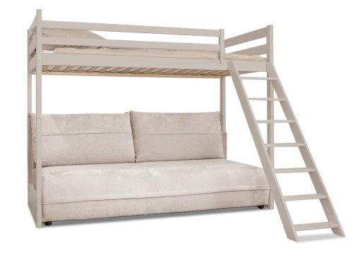SAVIO 90x200/140x200 cashmere loft bed with fold-out sofa, beige perfect harmony 02 fabric Lano Furniture