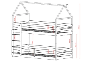 AXEL 80x160 milk chocolate bunk bed house Lano Furniture