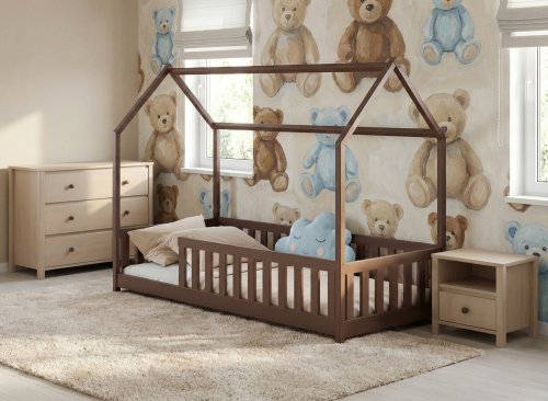 NOAH 80x180 dark chocolate Montessori floor bed children's house Lano Furniture