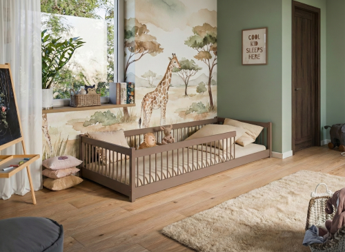 PEDRO 80x180 milk chocolate Montessori floor bed for children Lano Furniture