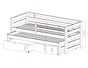 SENSO 80x170 cinnamon double trundle bed Lano Furniture
