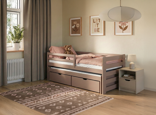 SENSO 80x190 milk chocolate double trundle bed Lano Furniture