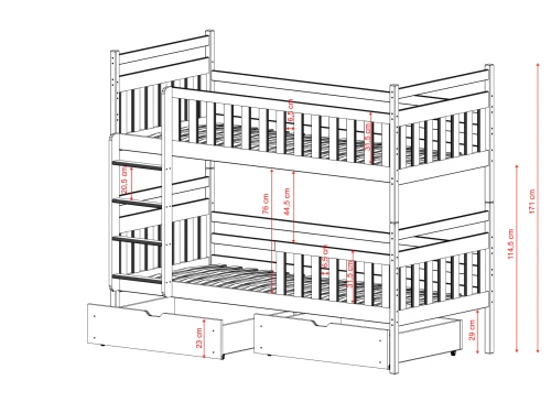 MONIKA 90x200 white bunk bed Lano Furniture