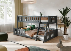 NICE 90x200/120x200 Graphite Bunk Bed with Wider Deck Lano Meble