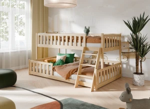NICE 90x200/120x200 Pine Bunk Bed with Wider Lower Deck | Lano Meble