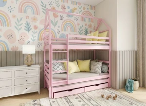 DALIA 80x160 pink house bunk bed Lano Furniture
