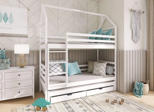 DALIA 90x200 white house bunk bed Lano Furniture