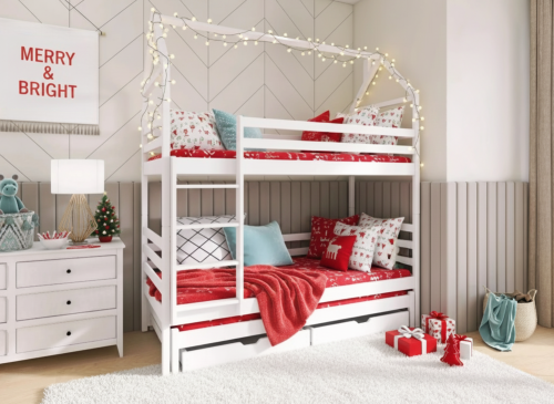 DALIA 90x200 white house bunk bed Lano Furniture