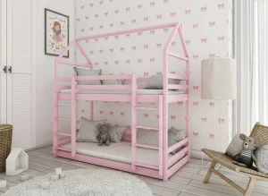 AXEL 80x160 pink house bunk bed Lano Furniture