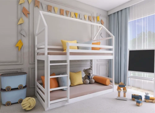 AXEL 90x200 white house bunk bed Lano Furniture